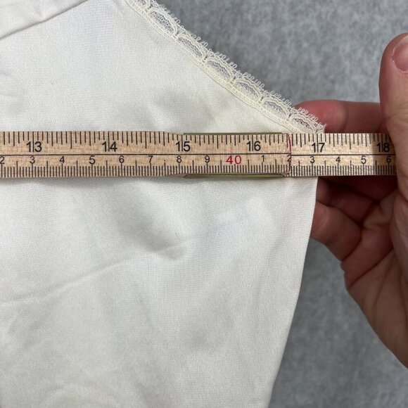 Vanity Fair VTG Slip Cami Top Size L Ivory White Lace Trim Dainty Made in USA - Picture 11 of 12